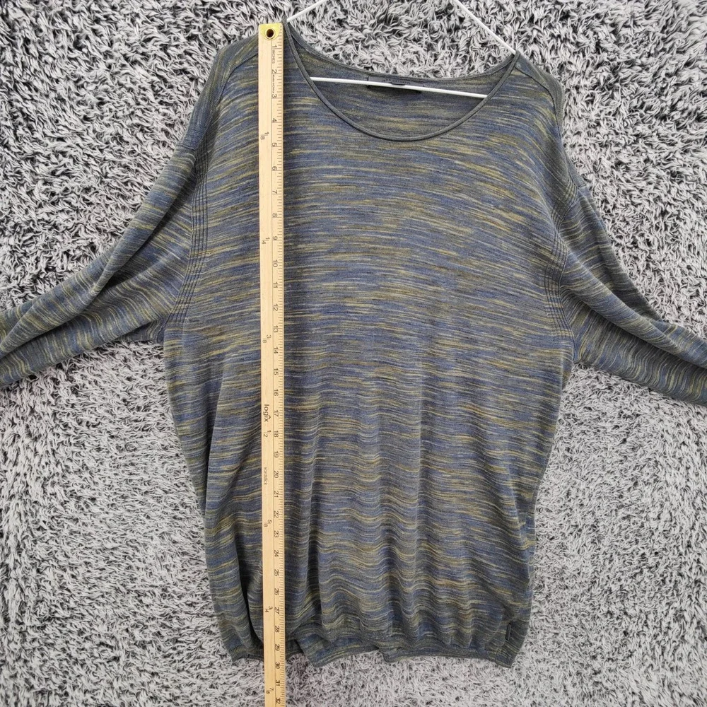John Varvatos Men Minimalist Linen Cotton Sweater XL Blue Green Space Dye Marled